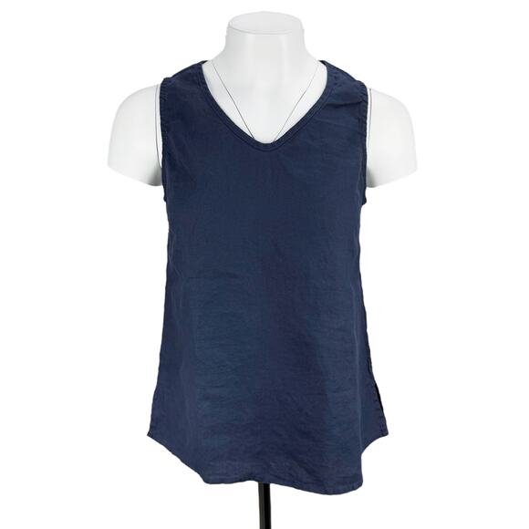 SYMPLI 100% Linen Sleeveless Top Sz XS Blue - Picture 1 of 4